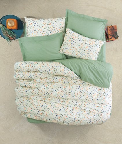 Lenjerie de pat pentru o persoana (fr), lola - green, cotton box, bumbac ranforce