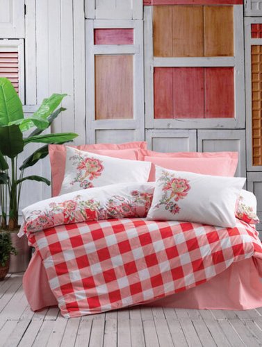 Lenjerie de pat pentru o persoana (fr), oregano - pink, cotton box, bumbac ranforce