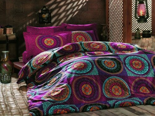 Lenjerie de pat pentru o persoana, primacasa by turkiz, gipsy 182trf22220, 2 piese, bumbac ranforce, multicolor
