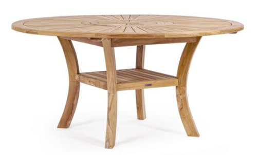 Masa cu blat rotativ pentru gradina/terasa maryland, bizzotto, Ø155 x 76 cm, lemn de tec/otel