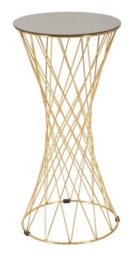 Masuta inalta, mauro ferretti, end tall, Ø 40 x 80 cm, fier/sticla, auriu/bronz