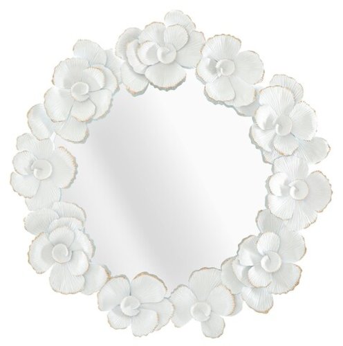 Oglinda decorativa flower, mauro ferretti, 82x85.5 cm, fier, alb/auriu