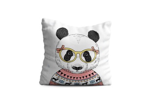 Perna decorativa panda w glasses, oyo kids, 43x43 cm, poliester, multicolor