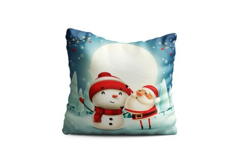Perna decorativa snowman and santa, oyo kids, 43x43 cm, poliester, multicolor