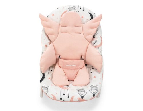Perna universala copii baby pad, angel wings, 60x63x5 cm, bumbac, roz pudra