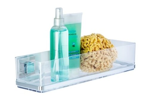Polita pentru baie, wenko, maxi quadro vacuum-loc®, 38.5 x 8.5 x 14.5 cm, inox/plastic