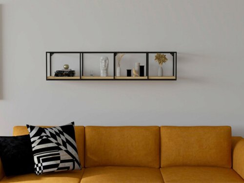Raft de perete, puqa design, miray, 115x25.5x25.5 cm, pal, safir / negru