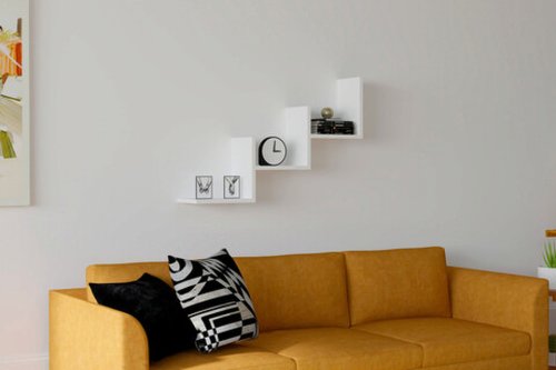 Raft de perete, puqa design, mist, 90x60x19.6 cm, pal, alb
