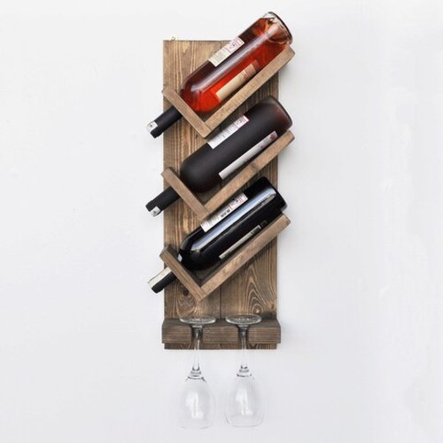 Raft pentru sticle de vin, evila originals, aa062, 22x60x11 cm, nuc