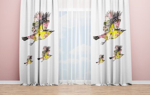 Set 2 draperii bird, oyo kids, 140x240 cm, poliester, multicolor