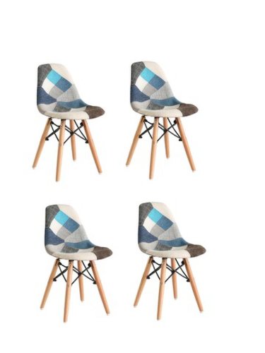 Set 4 scaune truly patch sky, heinner, 58x57x83 cm,plastic/lemn, alb