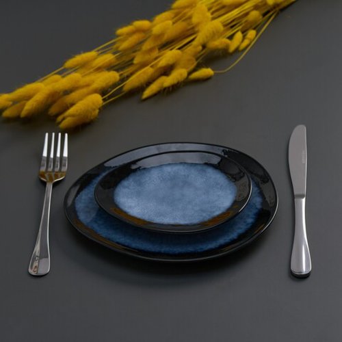 Set 6 farfurii ovale serenity, heinner Ø16 cm, ceramica, albastru/negru