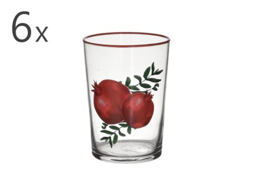 Set 6 pahare pentru apa pomegranate, inart, 8.5x15.5 cm, 510 ml, sticla