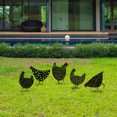 Madison Set decoratiuni pentru gradina, chickens, metal, negru