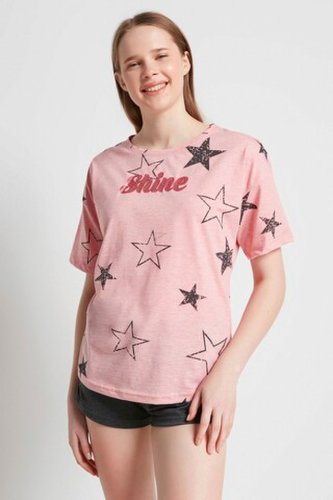 Set pijamale dama, 637bnc1224 - m, benicia, bumbac, roz