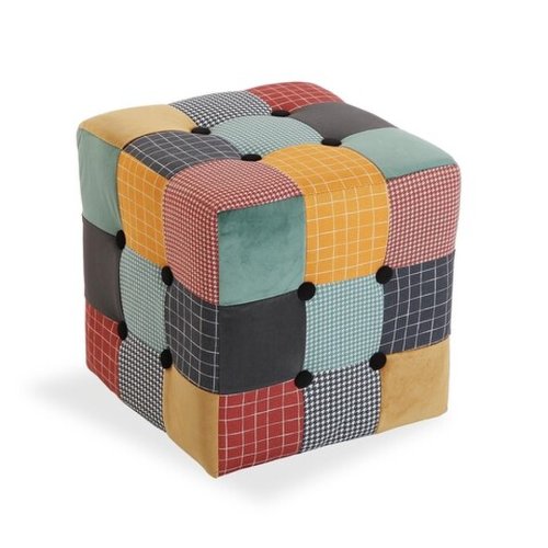 Taburet cube greton, 35x35x35 cm, bumbac
