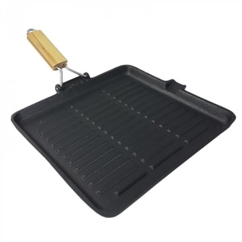 Tigaie grill rosberg r54616a28, fonta, 28cm, compatibil inductie, maner pliabil, negru