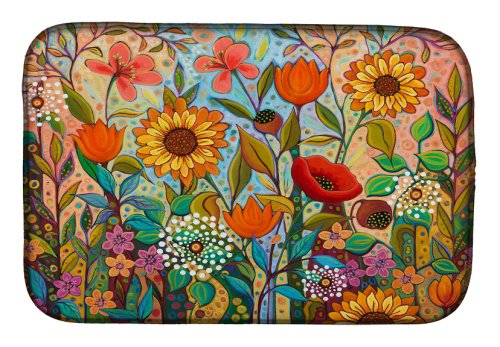 Caroline`s treasures absorbant dish uscare mat pentru bucătărie counter joy în dimineața flori dish dr multicolore 14 x 21