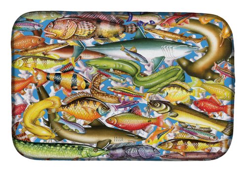 Caroline`s treasures absorbant dish uscare mat pentru bucătărie counter pește de deep dish uscare mat multicolore 14 x 21