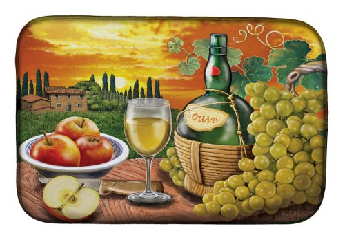 Caroline`s treasures absorbant dish uscare mat pentru bucătărie counter soave, mere, vin și brânză dish multicolore 14 x 21