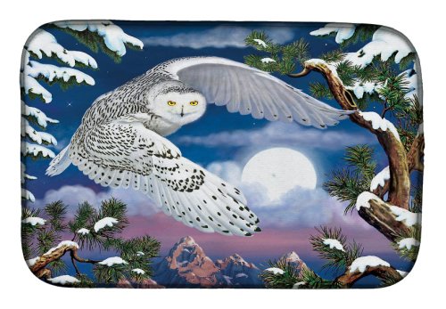 Caroline`s treasures absorbant vas de uscare mat pentru bucătărie counter snowy owl dish uscare mat multicolore 14 x 21