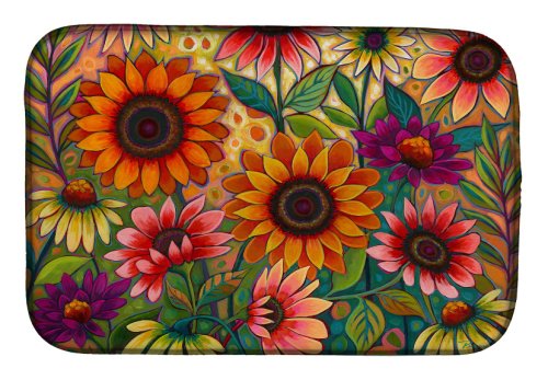 Caroline`s treasures absorbant vas de uscare mat pentru bucătărie counter toamna floarea soarelui surpriza vas dryin multicolore 14 x 21