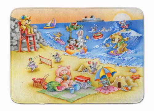 Caroline`s treasures animale de înot la plaja baie mat machine lavabile anti-oboseală memorie foa multicolore 19 x 27