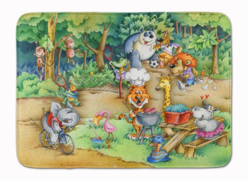 Caroline`s treasures animale la un picnic baie mat machine lavabile anti-oboseala memory foam bucătărie multicolore 19 x 27