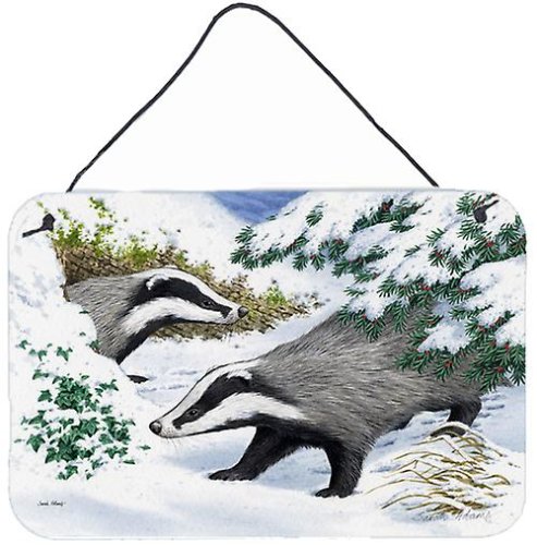 Caroline`s treasures badgers în peretele de zăpadă sau ușă agățat printuri multicolore 8x12