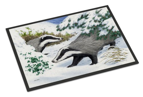 Caroline`s treasures badgers în zăpadă door mat, interior covor sau în aer liber bine ati venit mat 24x36 doormat multicolore 36l x 24w