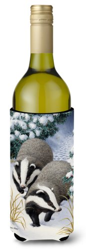 Caroline`s treasures badgers pe mutare sticla de vin potabilă izolator hugger mltcl wine bottle