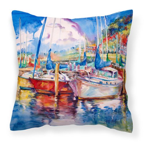 Caroline`s treasures barci copac barci cu vele canvas fabric pernă decorativă multicolore 14hx14w