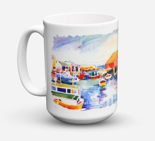 Caroline`s treasures barci la harbour, cu o vedere masina de spalat vase safe microwavable ceramice cafea cana 15 multicolore 15 ounce