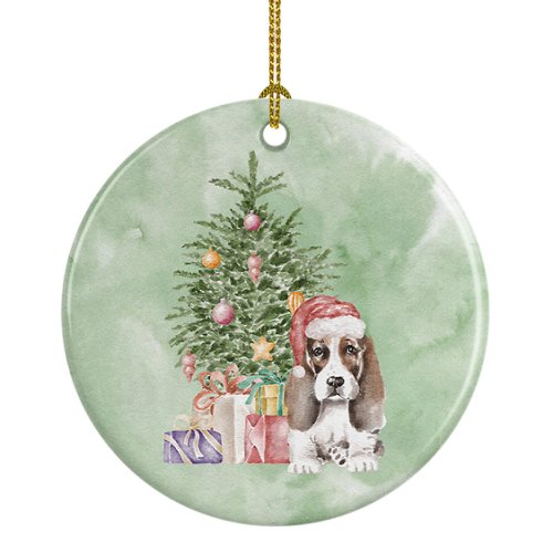 Caroline`s treasures basset hound puppy # 2 cadouri de crăciun și copac ceramice ornament multicolore 3 in