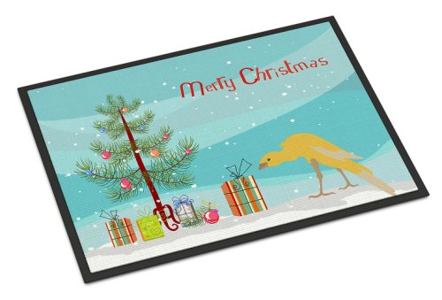 Caroline`s treasures belgian hunchback canary merry christmas door mat, covor interior sau bun venit în aer liber multicolore 27l x 18w