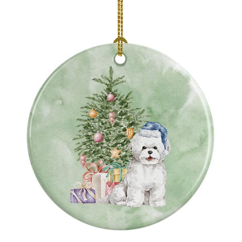 Caroline`s treasures bichon frise blue hat cadouri de crăciun și copac ceramice ornament albastru 3 in