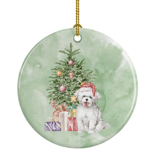 Caroline`s treasures bichon frise puppy cadouri de crăciun și copac ceramice ornament multicolore 3 in