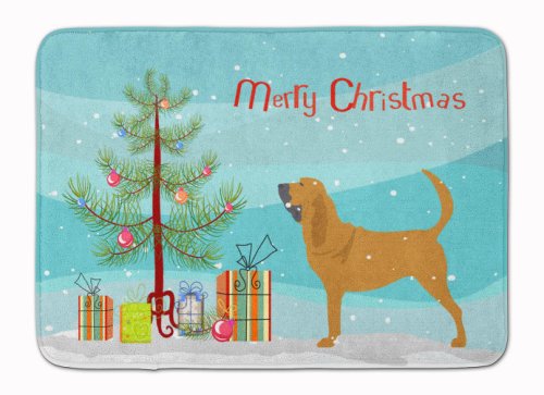 Caroline`s treasures bloodhound merry christmas tree bath mat machine lavabil anti-oboseala memorie f multicolore 19 x 27