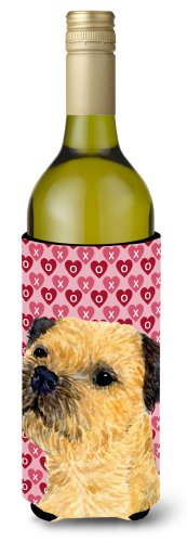 Caroline`s treasures border terrier hearts love și valentine`s day portret sticla de vin hugger roşu wine bottle