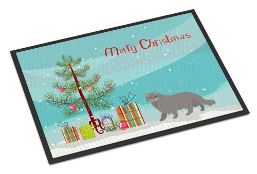 Caroline`s treasures british longhair cat merry christmas door mat, covor interior sau în aer liber bine ati venit mat multicolore 18h x 27w