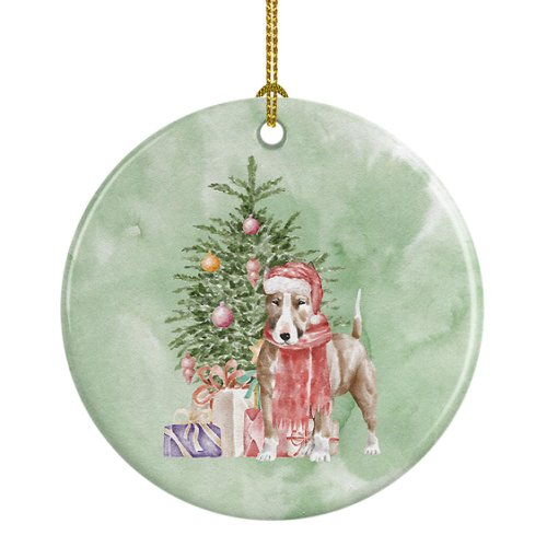 Caroline`s treasures bull terrier red cadouri de crăciun și pom ornament ceramic multicolore 3 in