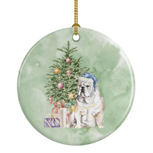 Caroline`s treasures bulldog, engleză bulldog cadouri de crăciun și copac ceramice ornament multicolore 3 in