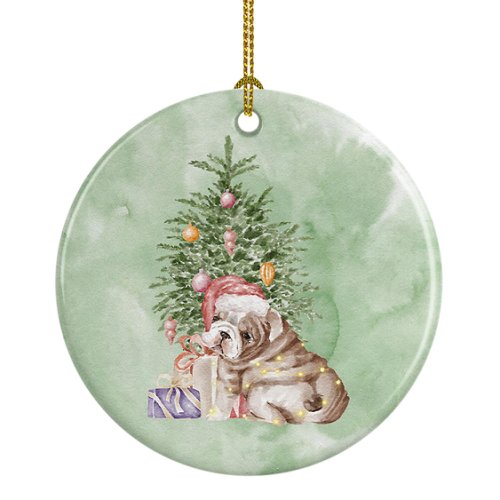 Caroline`s treasures bulldog, engleză bulldog puppy cadouri de crăciun și copac ceramice ornament multicolore 3 in