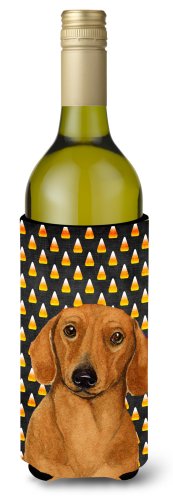 Caroline`s treasures carolines comorile lh9053literk dachshund bomboane de porumb halloween portret de vin b negru wine bottle