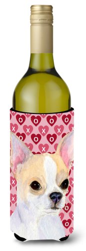 Caroline`s treasures chihuahua hearts love și valentine`s day portret sticla de vin hugger roşu wine bottle