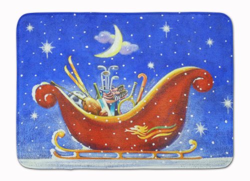 Caroline`s treasures christmas santa`s sleigh by roy avis bath mat machine washable anti-fatigue mem multicolore 19 x 27