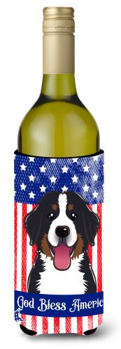Caroline`s treasures dumnezeu să binecuvânteze american flag cu bernese mountain dog sticla de vin băutură izolator multicolore wine bottle