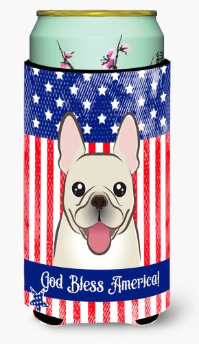 Caroline`s treasures dumnezeu să binecuvânteze american flag cu franceză bulldog tall boy băutură izolator hugger multicolore