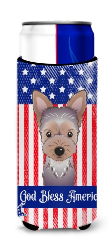 Caroline`s treasures dumnezeu să binecuvânteze american flag cu yorkie puppy michelob ultra izolator de băuturi pentru multicolore slim can