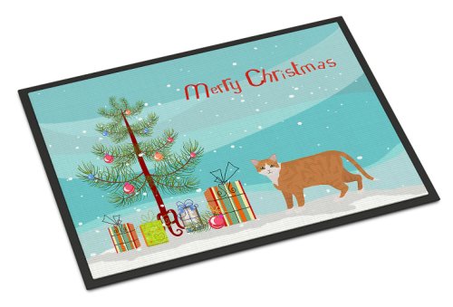 Caroline`s treasures european shorthair # 1 cat merry christmas door mat, covor interior sau în aer liber bun venit multicolore 18h x 27w